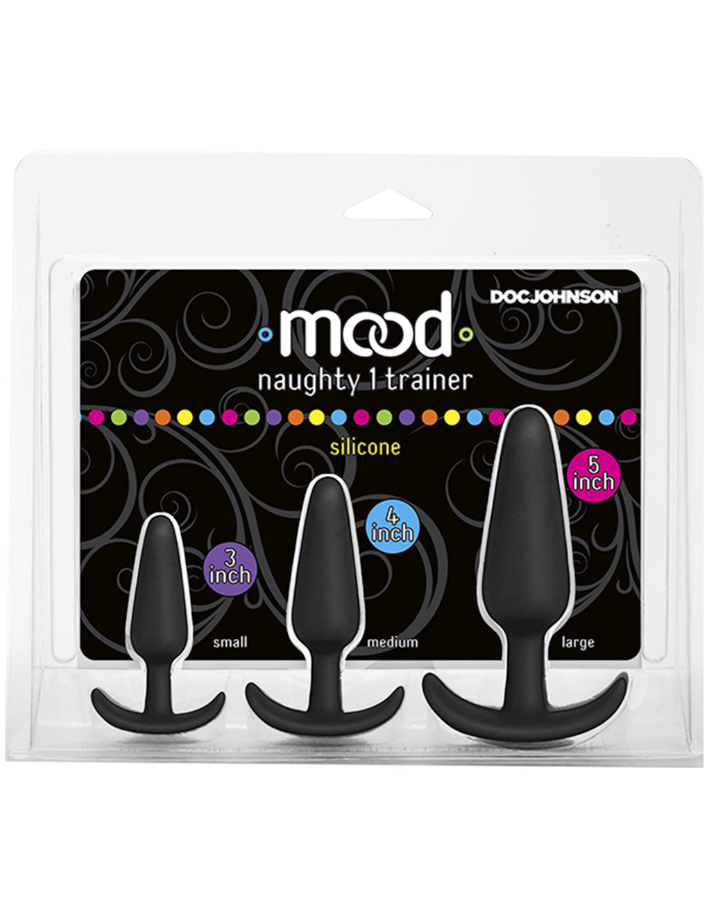 Doc Johnson Mood Naughty 1 Anal Trainer Plug Set Black 3 set