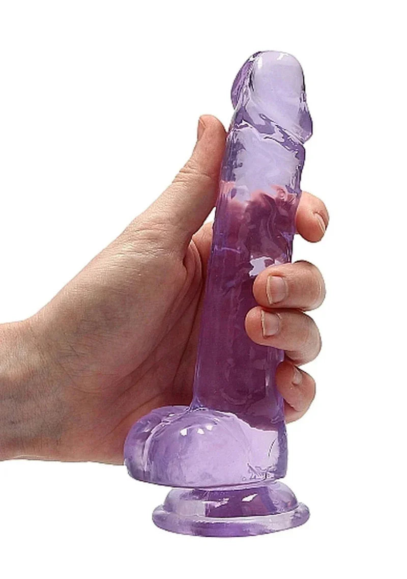 Dildo Realista 7" Con Bolas Morado Realrock