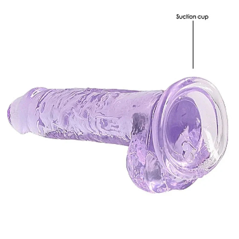 Dildo Realista 7" Con Bolas Morado Realrock