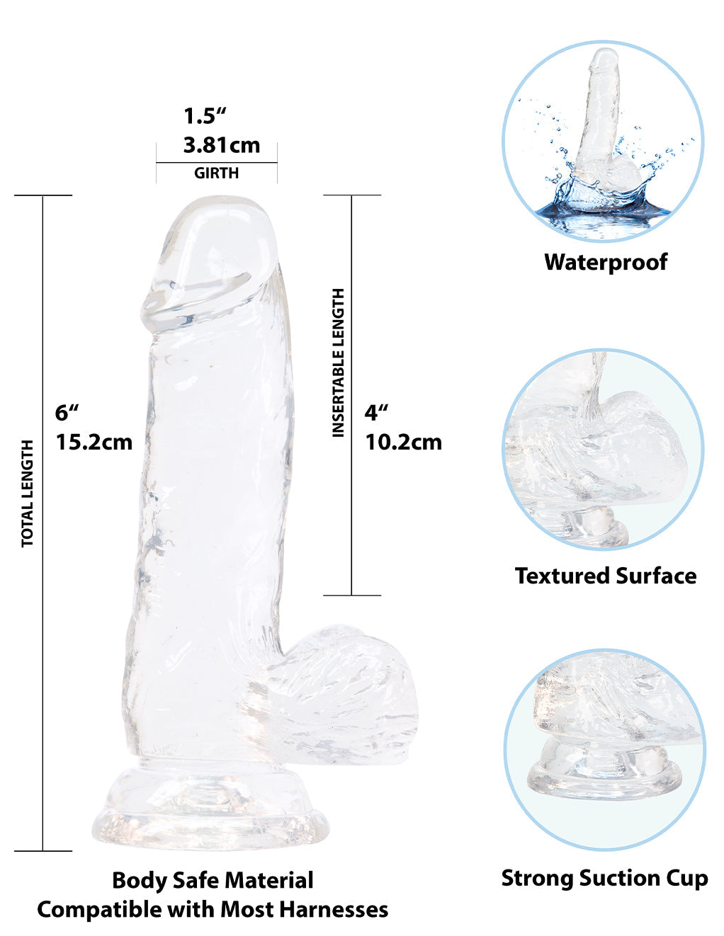 Crystal Addiction - 6 Inch Dong With Balls