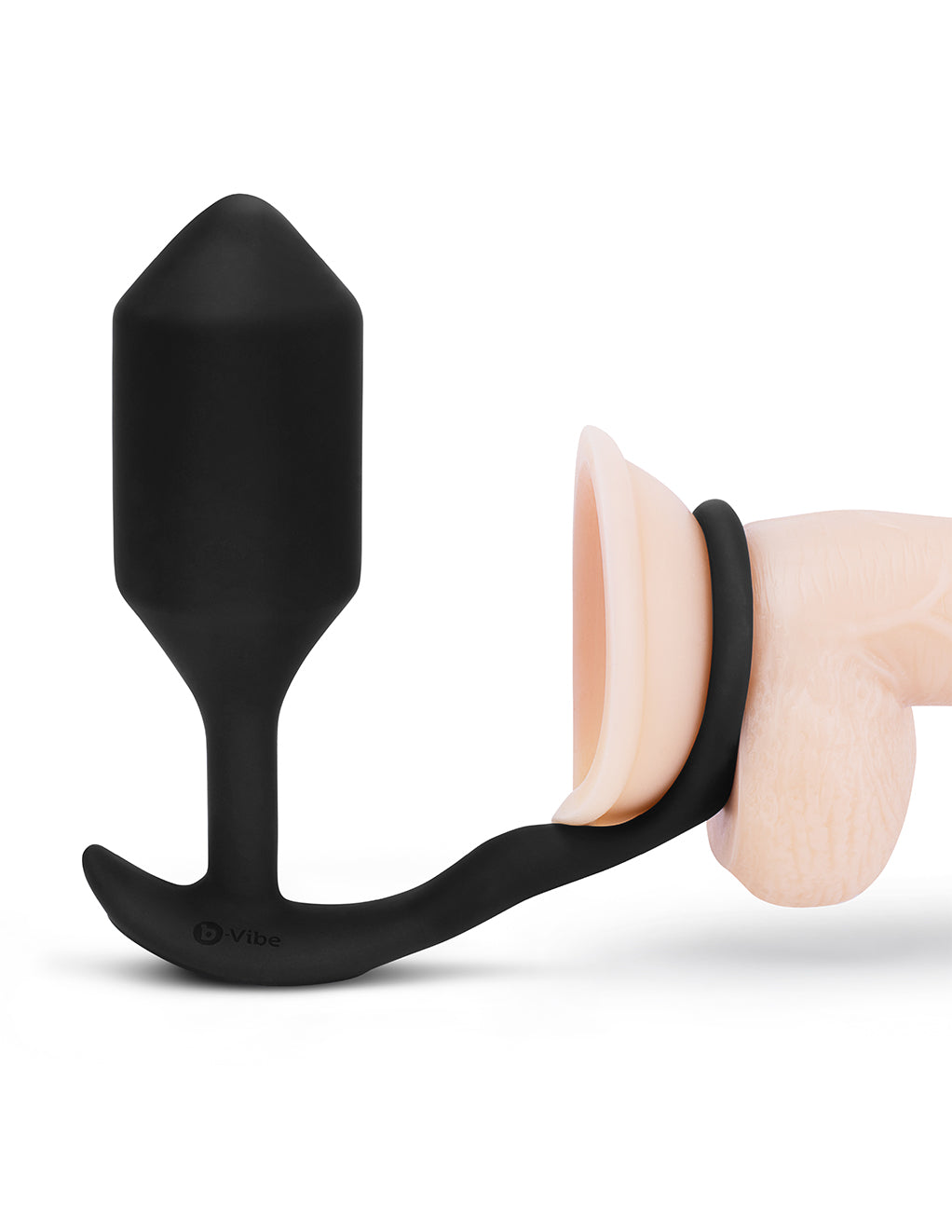 B-Vibe Vibrating Snug & Tug- XL- Example on Dildo