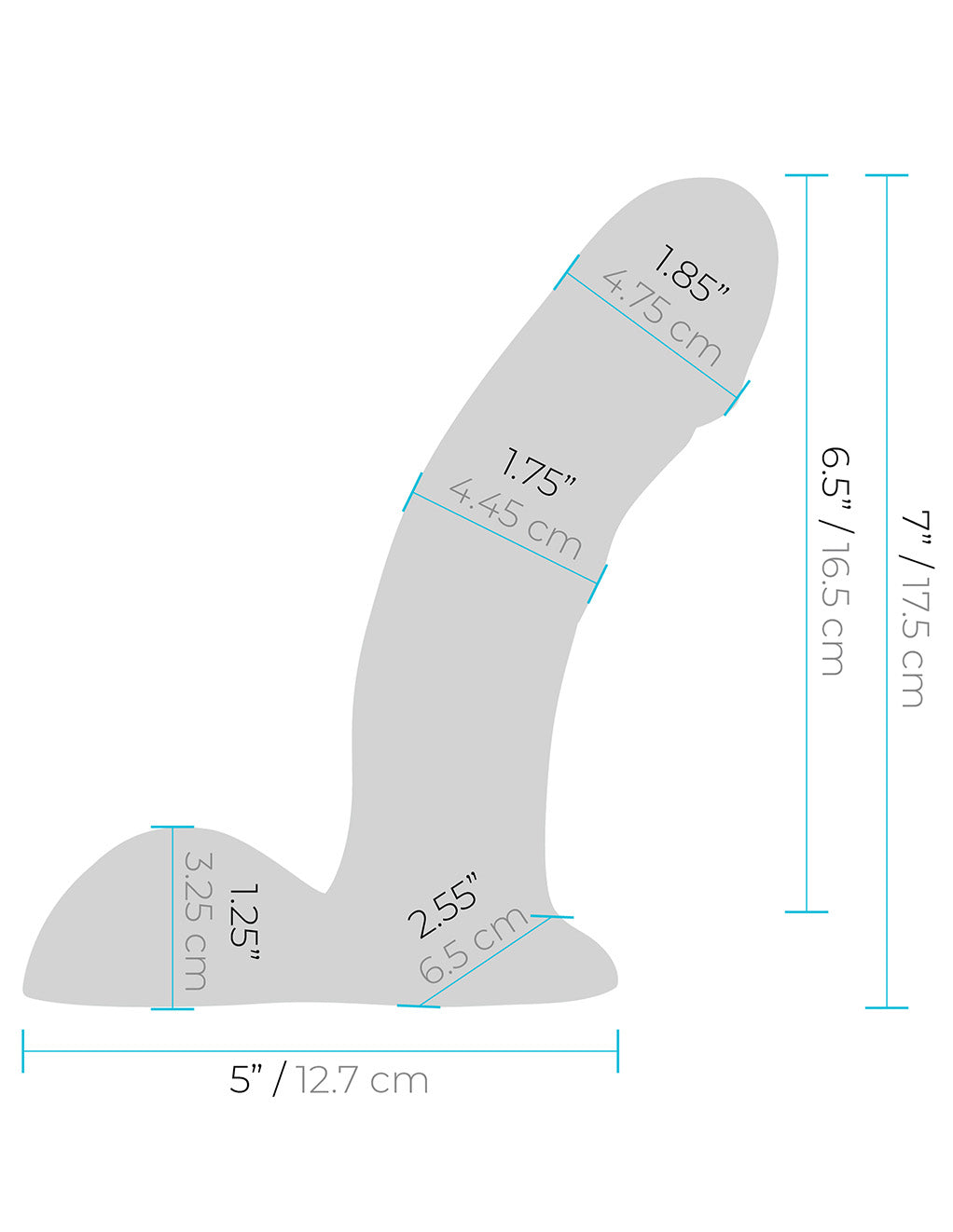 Pegasus 6.5" Realistic Dildo with Balls Strap-On Set- Size dimensions