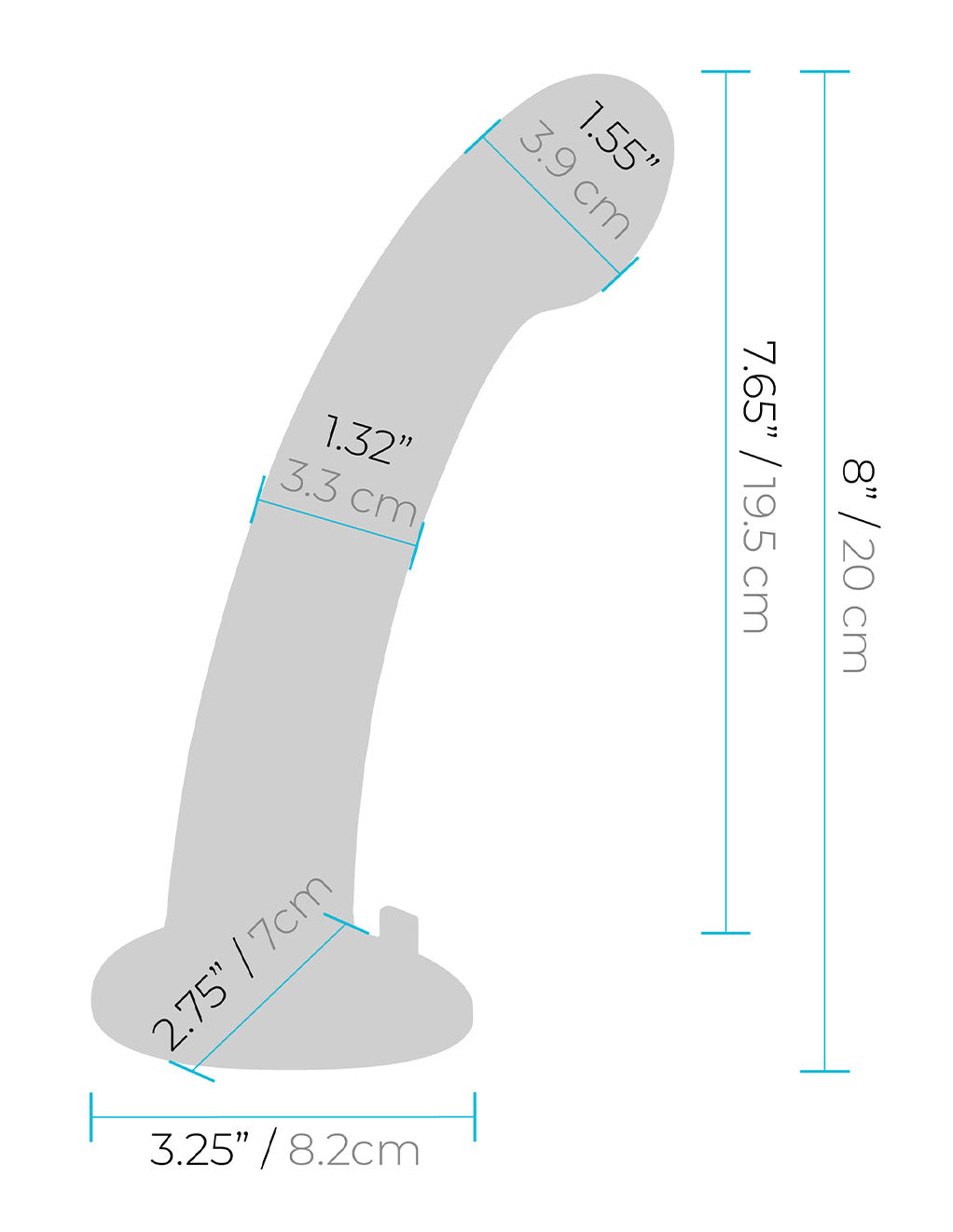 Pegasus 8" P-Spot & G-Spot Peg Strap-On Set- Size dimensions
