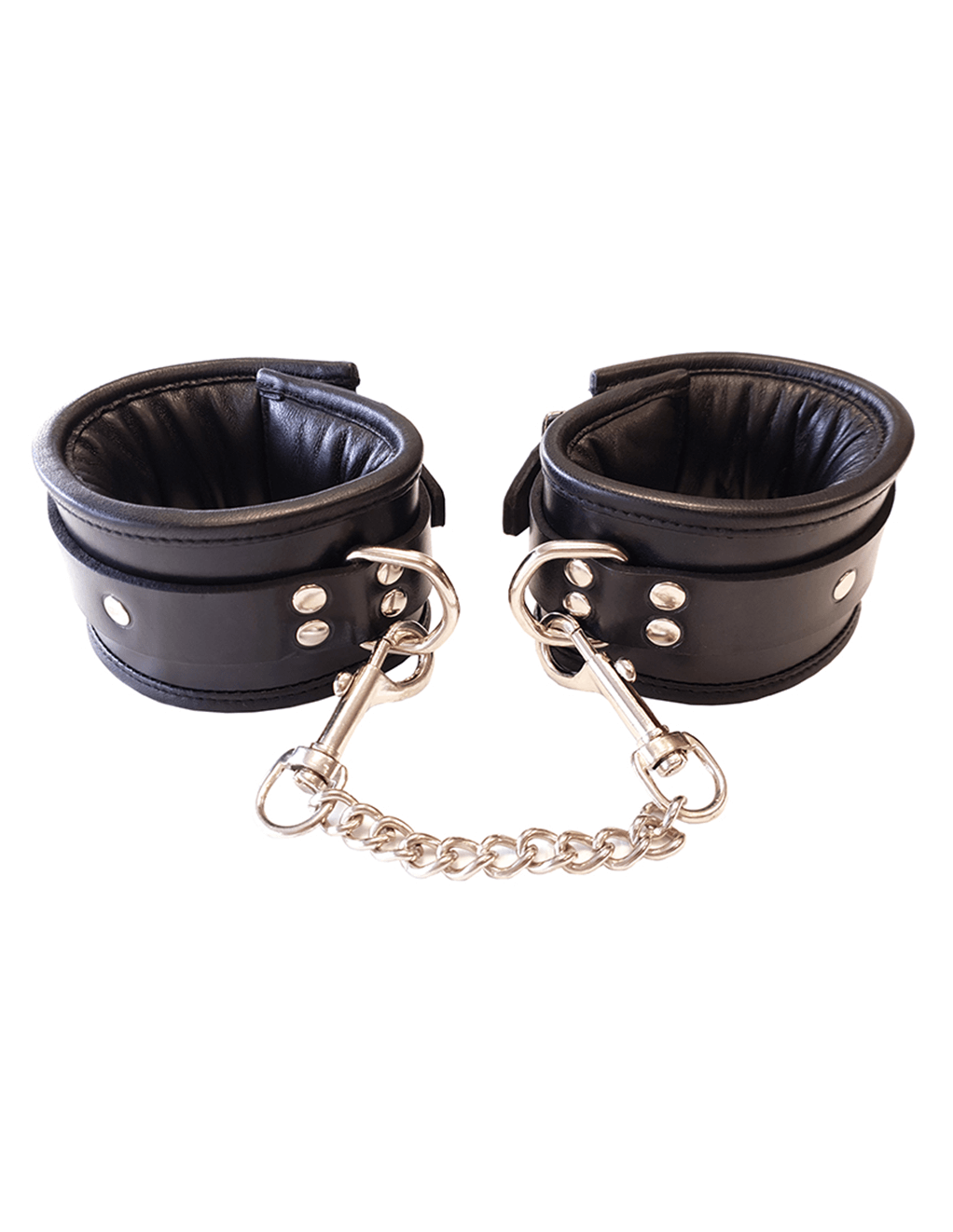 Rouge Padded Leather Wrist Cuffs - Back