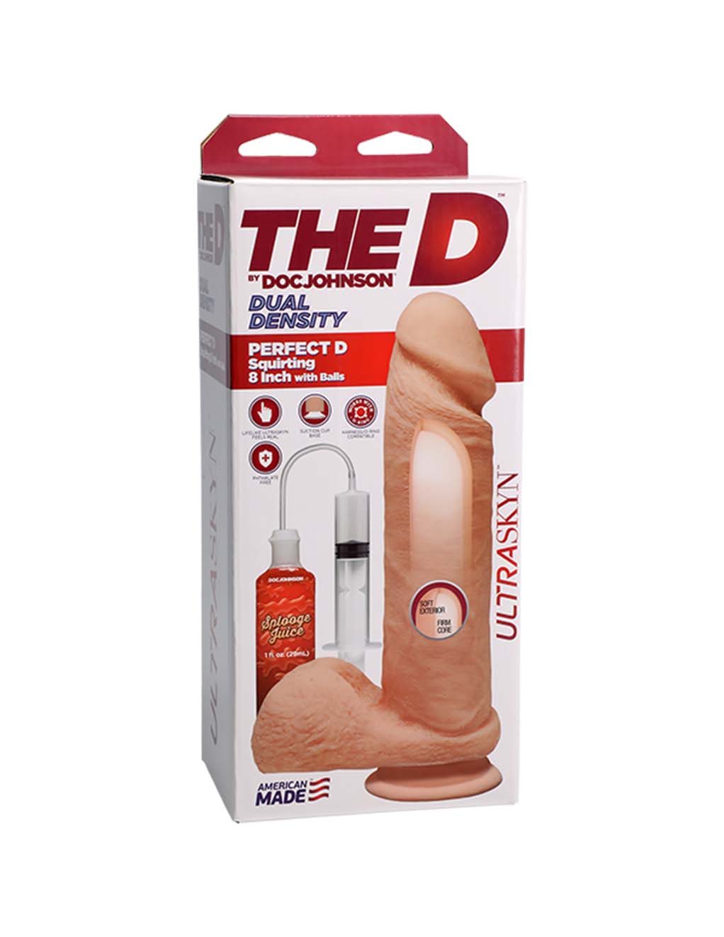 Perfect D 8" Squirting Dildo w/ Balls- Box