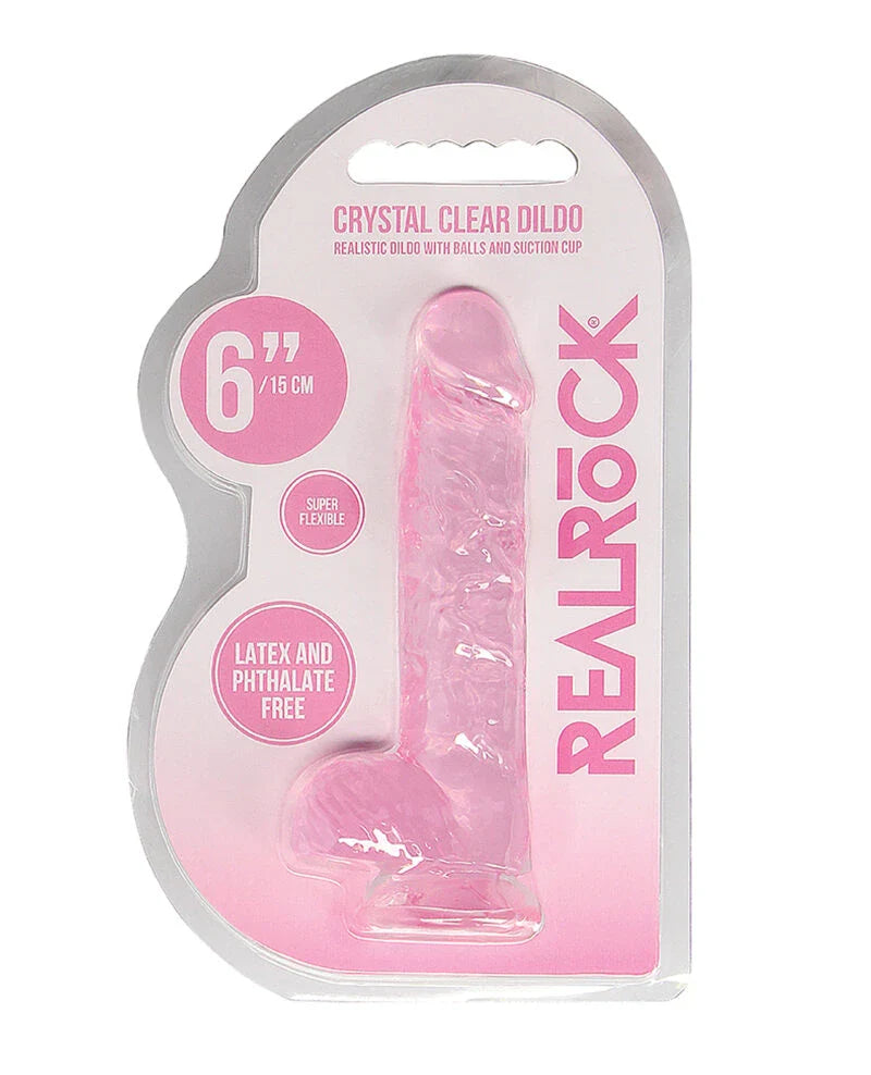 Dildo Realista 6" Con Bolas Rosa Realrock