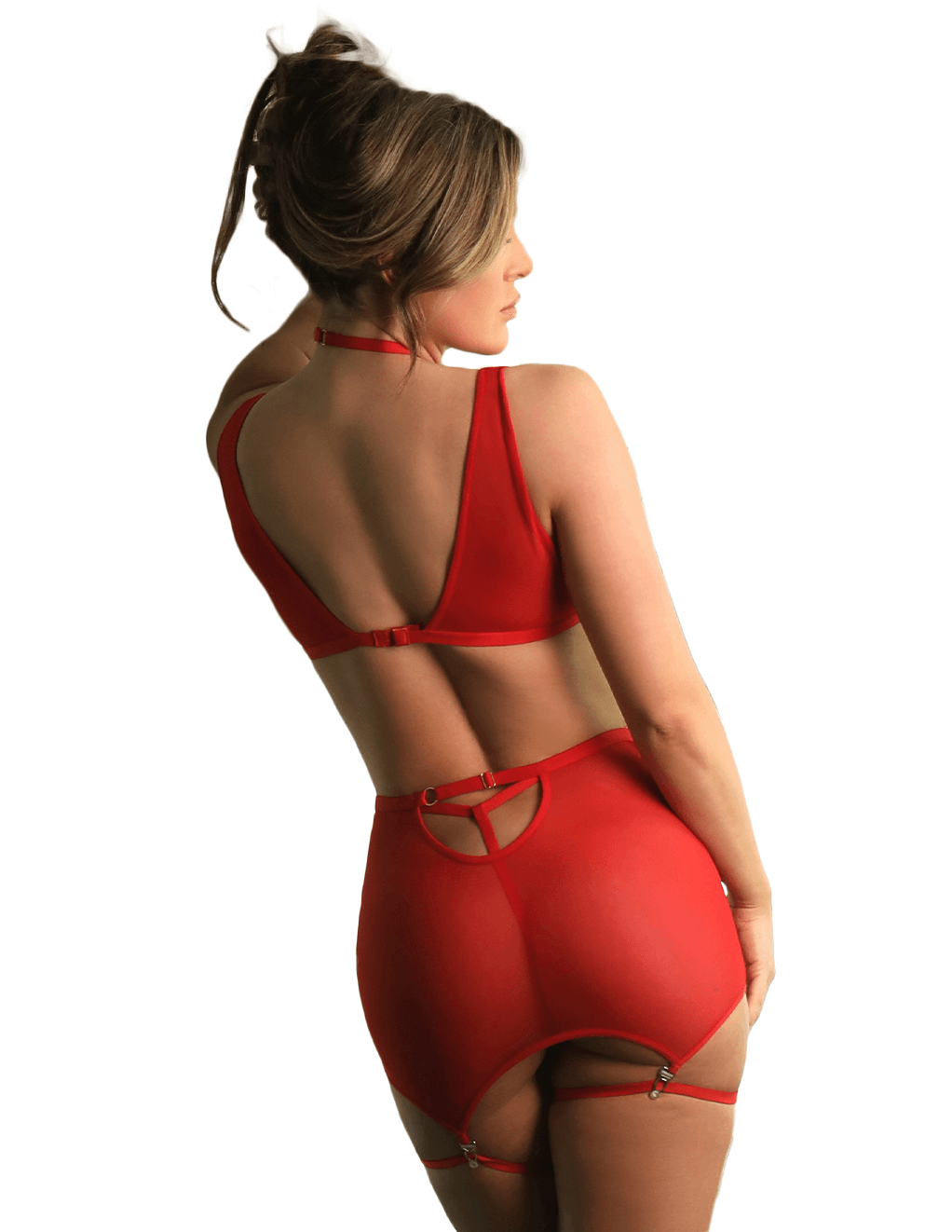 Tease Vaughn Harness Bralette Set - Red - Back