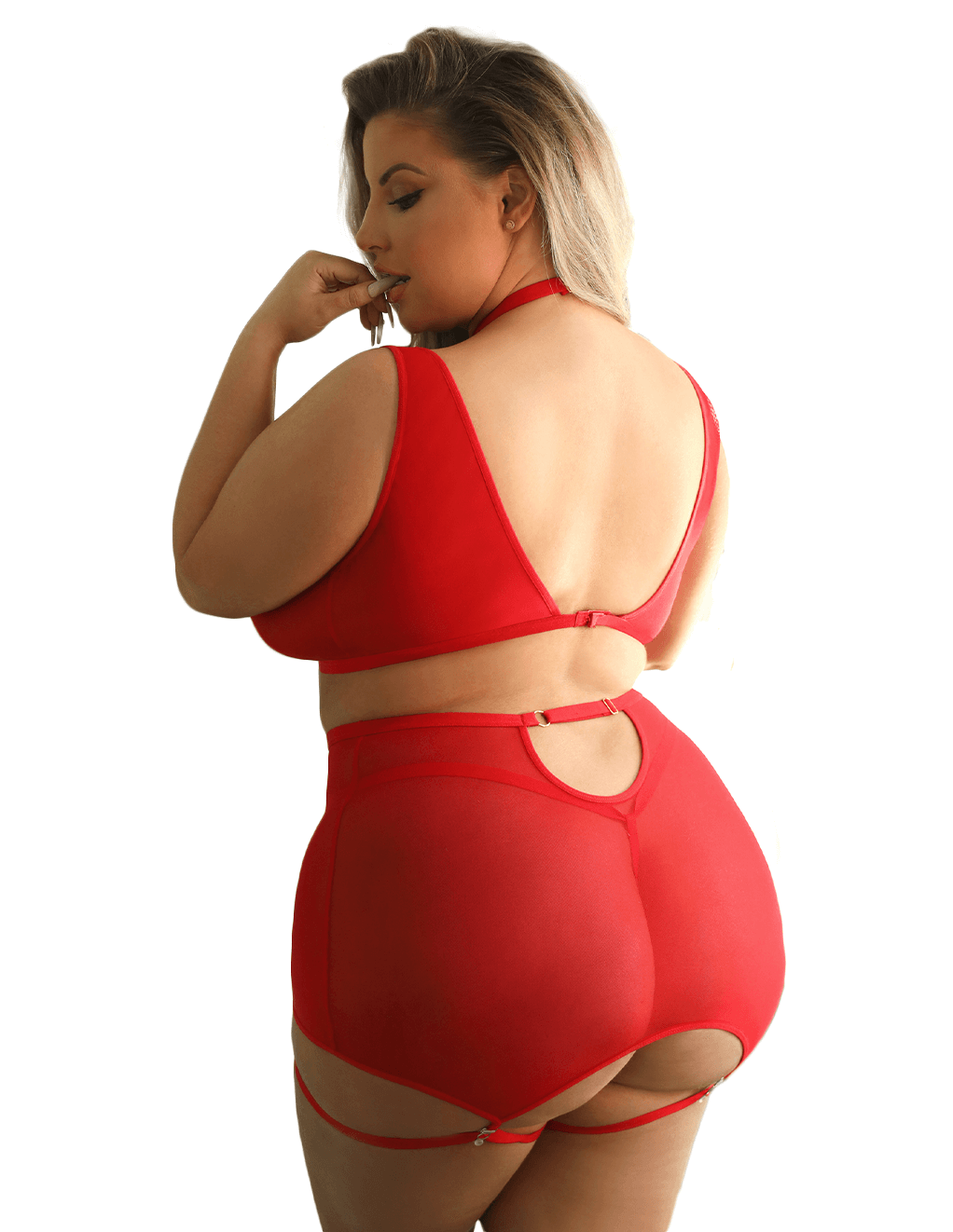 Tease Vaughn Harness Bralette Set - Red - Plus Back