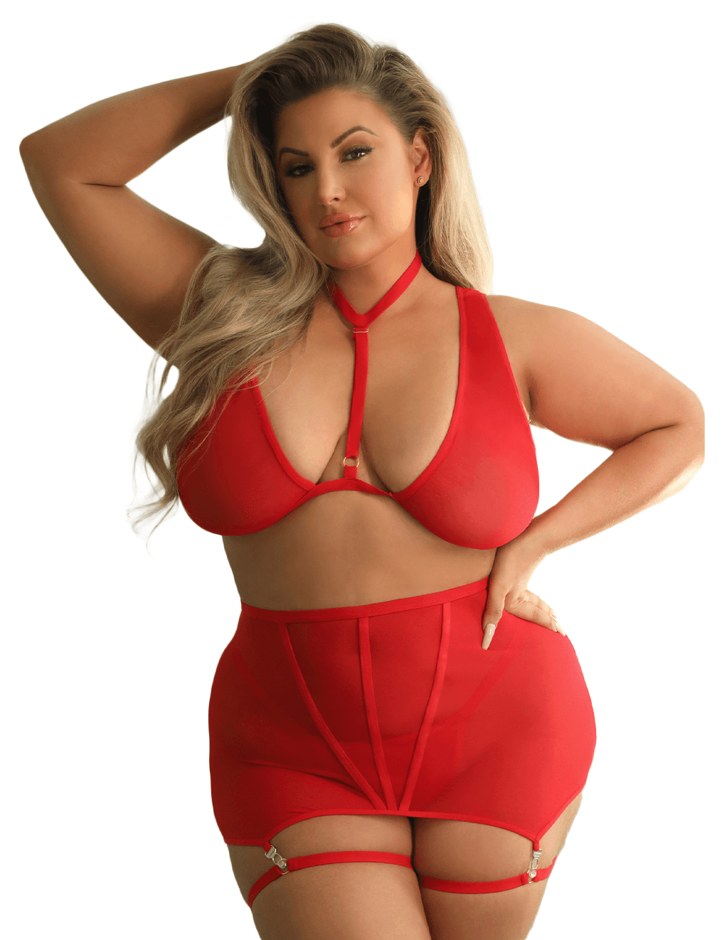 Tease Vaughn Harness Bralette Set - Red - Plus Main