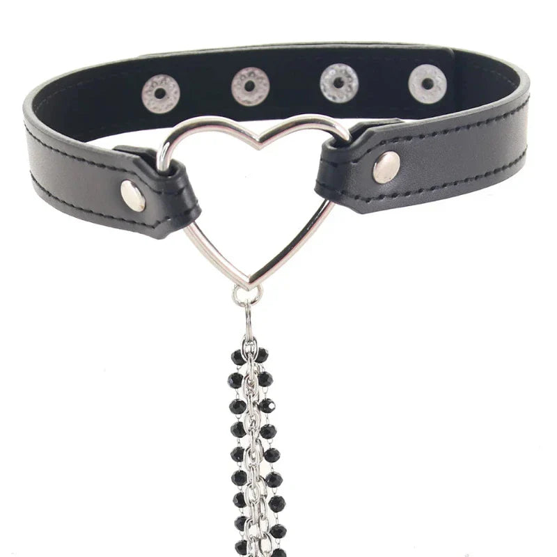 Bondage Collar De Corazón Con Joyas Para Pezones
