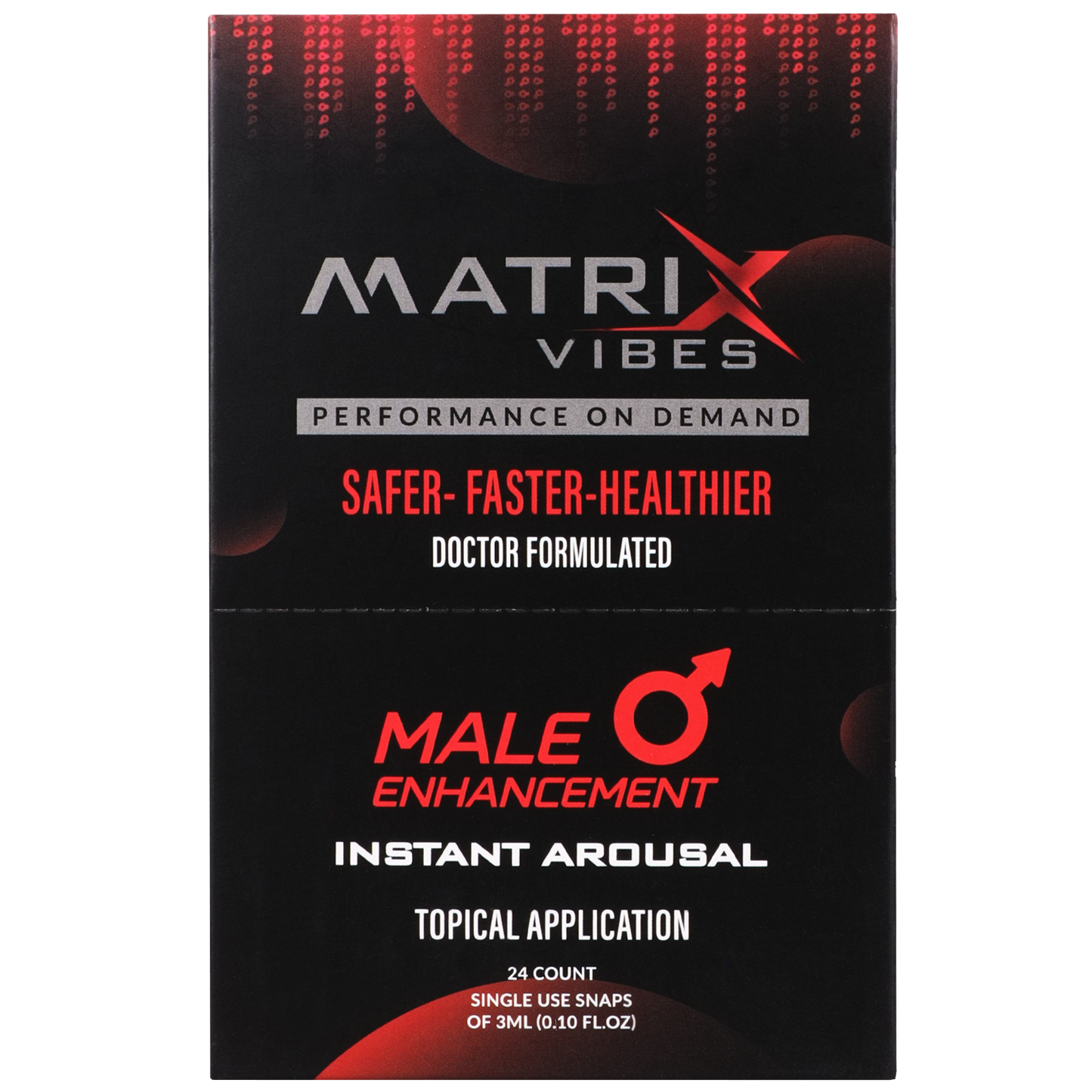 Matrix - Aumento Masculino, Excitación Instantánea Aplicación Tópica - Expositor de 24 Paquetes (3ml por paquete)