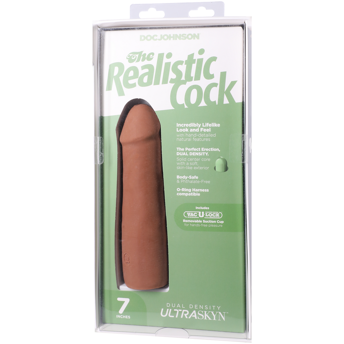 The Realistic Cock - Con ventosa extraíble Vac-U-Lock - ULTRASKYN - 7 Pulgadas - Caramelo
