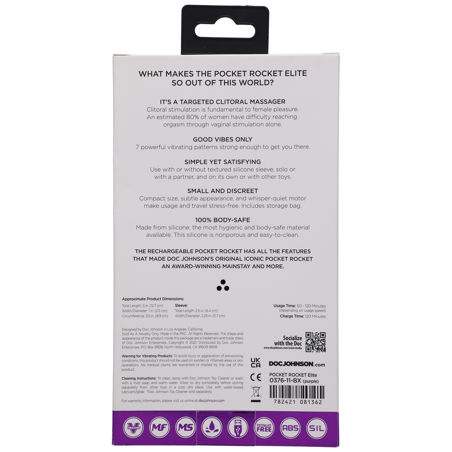 Pocket Rocket - Pocket Rocket® - Elite - Recargable Con Funda Extraíble - Morado