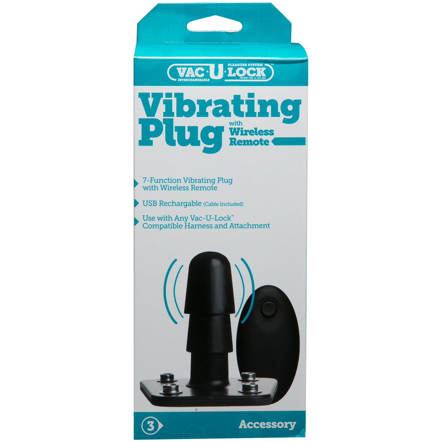 Vac-U-Lock - Enchufe vibrador  con mando a distancia inalámbrico - Negro
