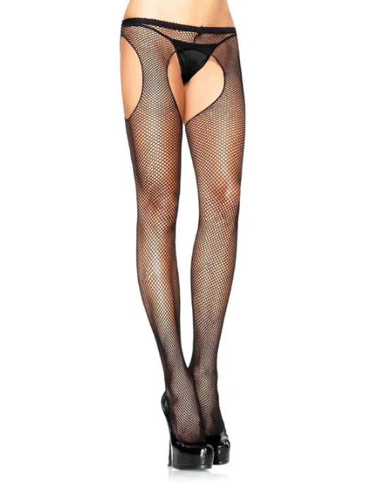 Medias De Rejilla Con Tirantes Y Sin Entrepierna De Leg Avenue