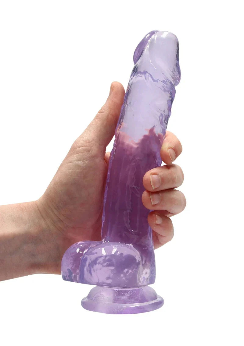 Dildo Realista 8" Con Bolas Morado Realrock