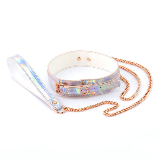 Bondage Collar Y Correa Holograficos Cosmo