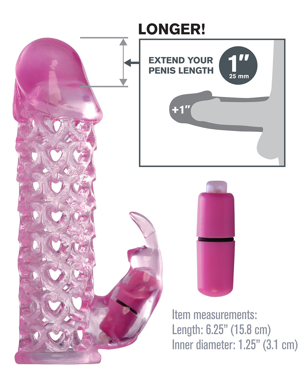 Fantasy Xtensions Vibrating Couples Cage- size description