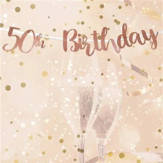 Letrero 50° Cumpleaños Rose Gold