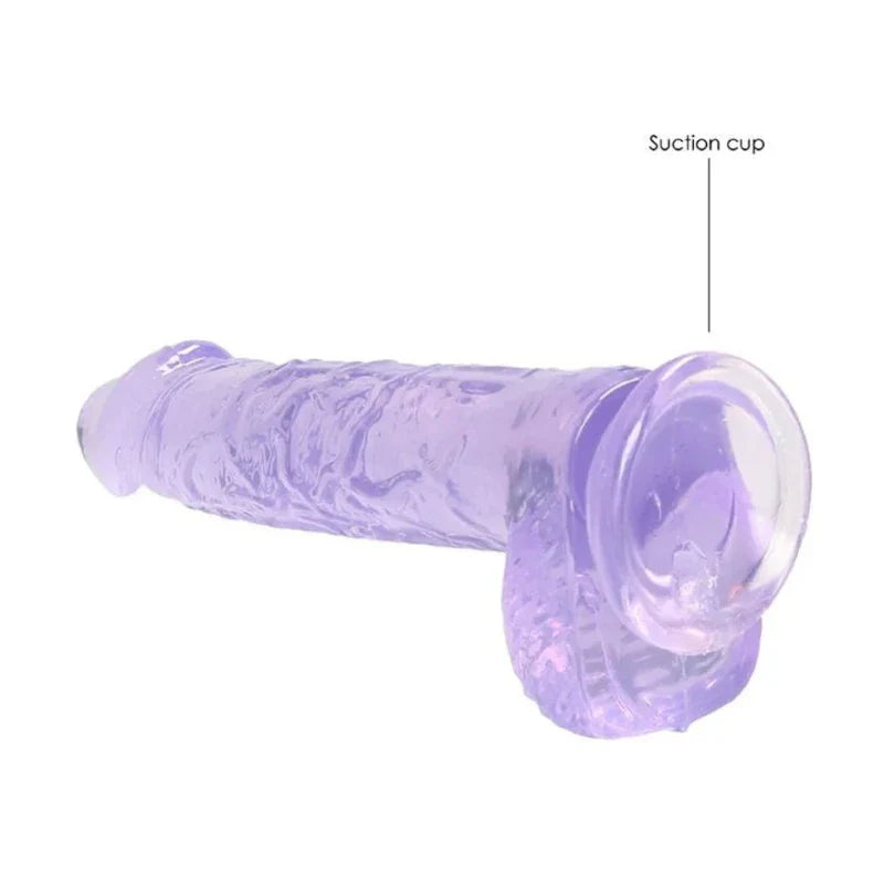 Dildo Realista 6" Con Bolas Morado Realrock