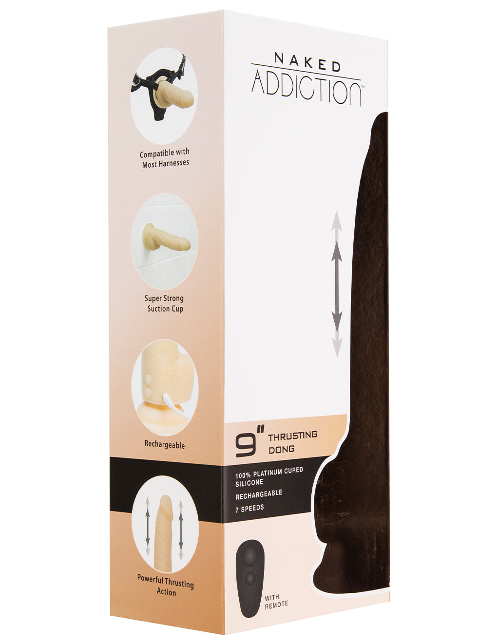 Naked Addiction 9" Thrusting Dong- Package
