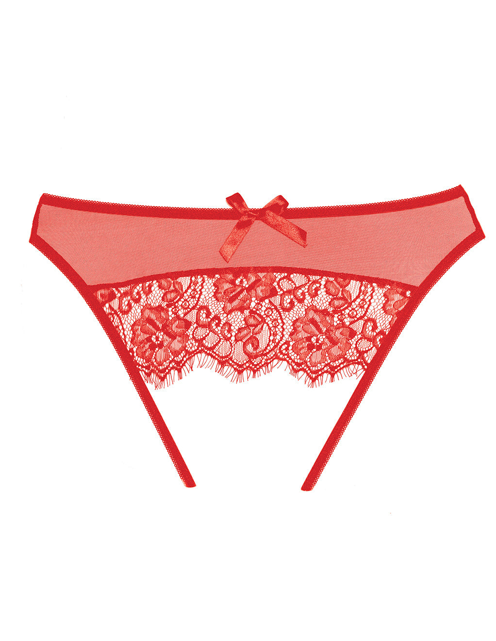 Allure Lingerie Sheer Eyelash Lace Open Back Panty- Red- Back of panty