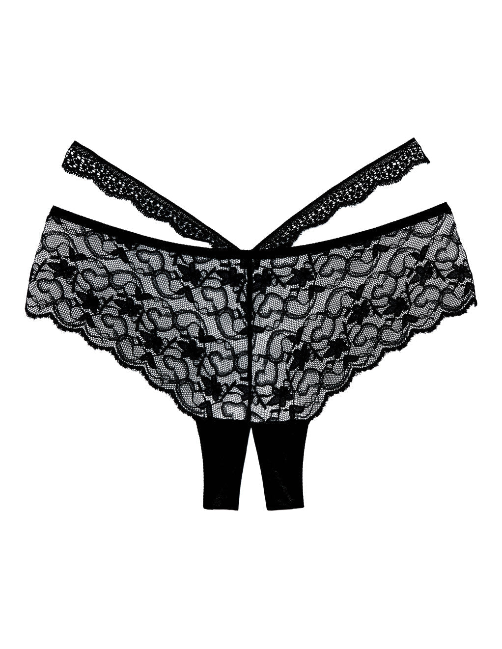 Strappy Crotchless Lace Boyshort Panty- Front