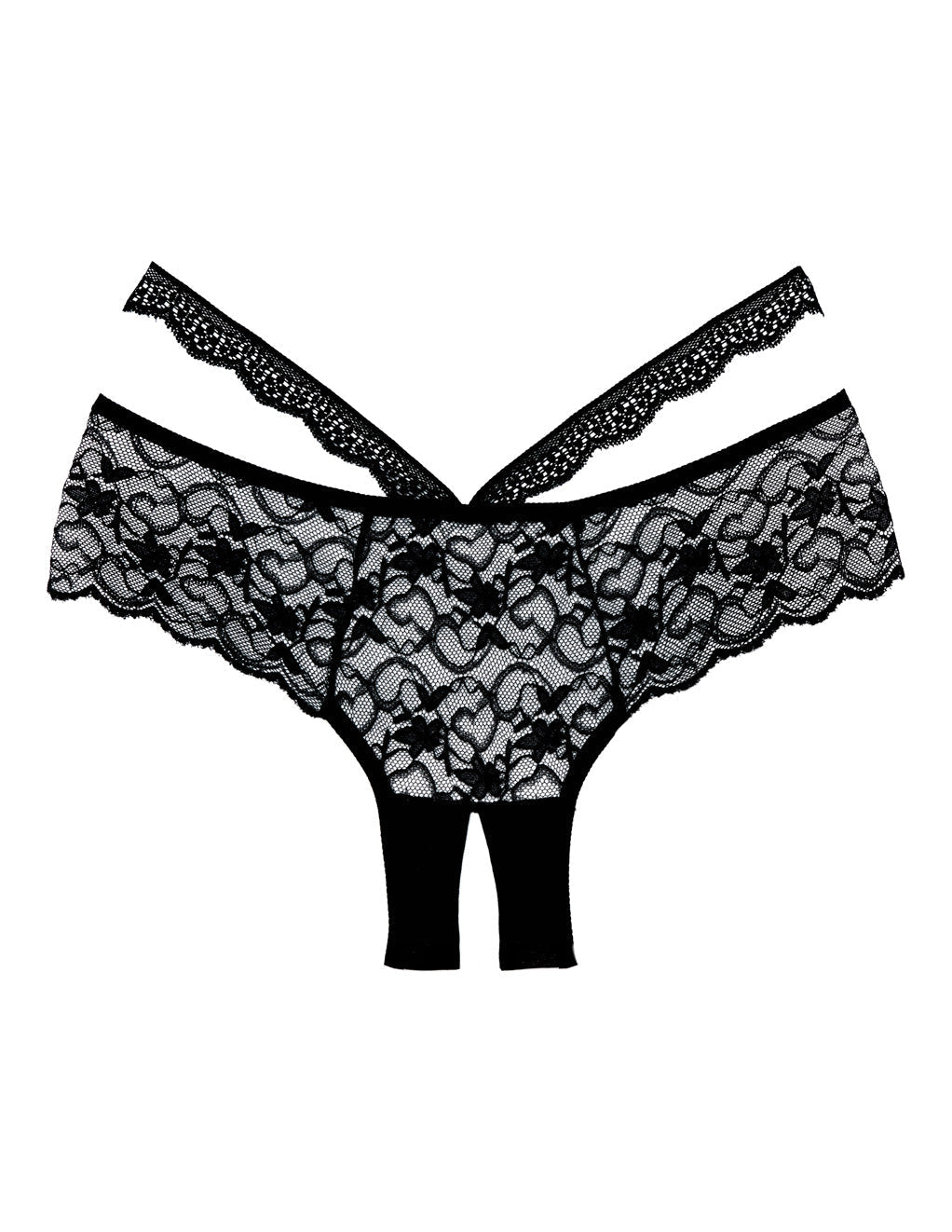 Strappy Crotchless Lace Boyshort Panty- Back