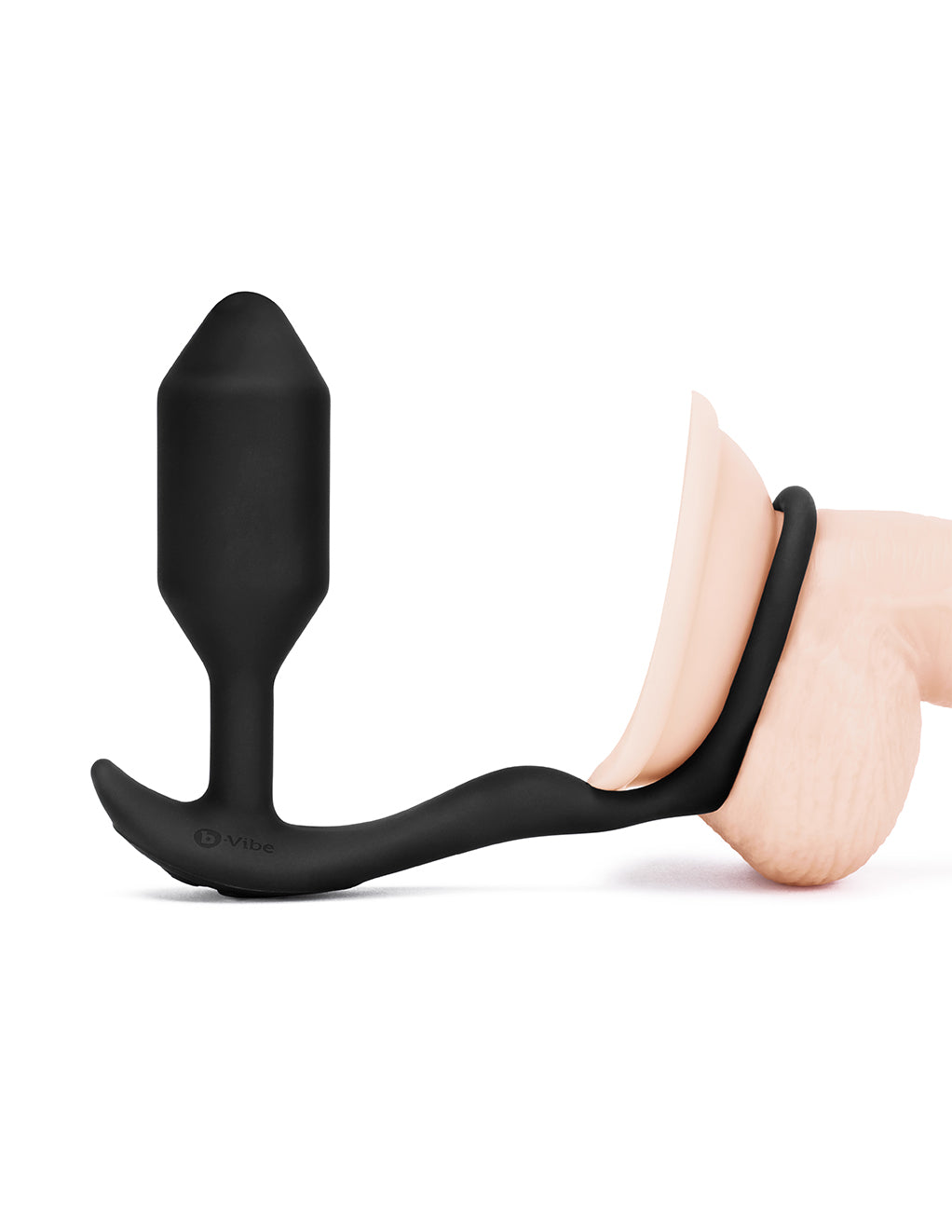 B-Vibe Vibrating Snug & Tug- Medium- Example on Dildo