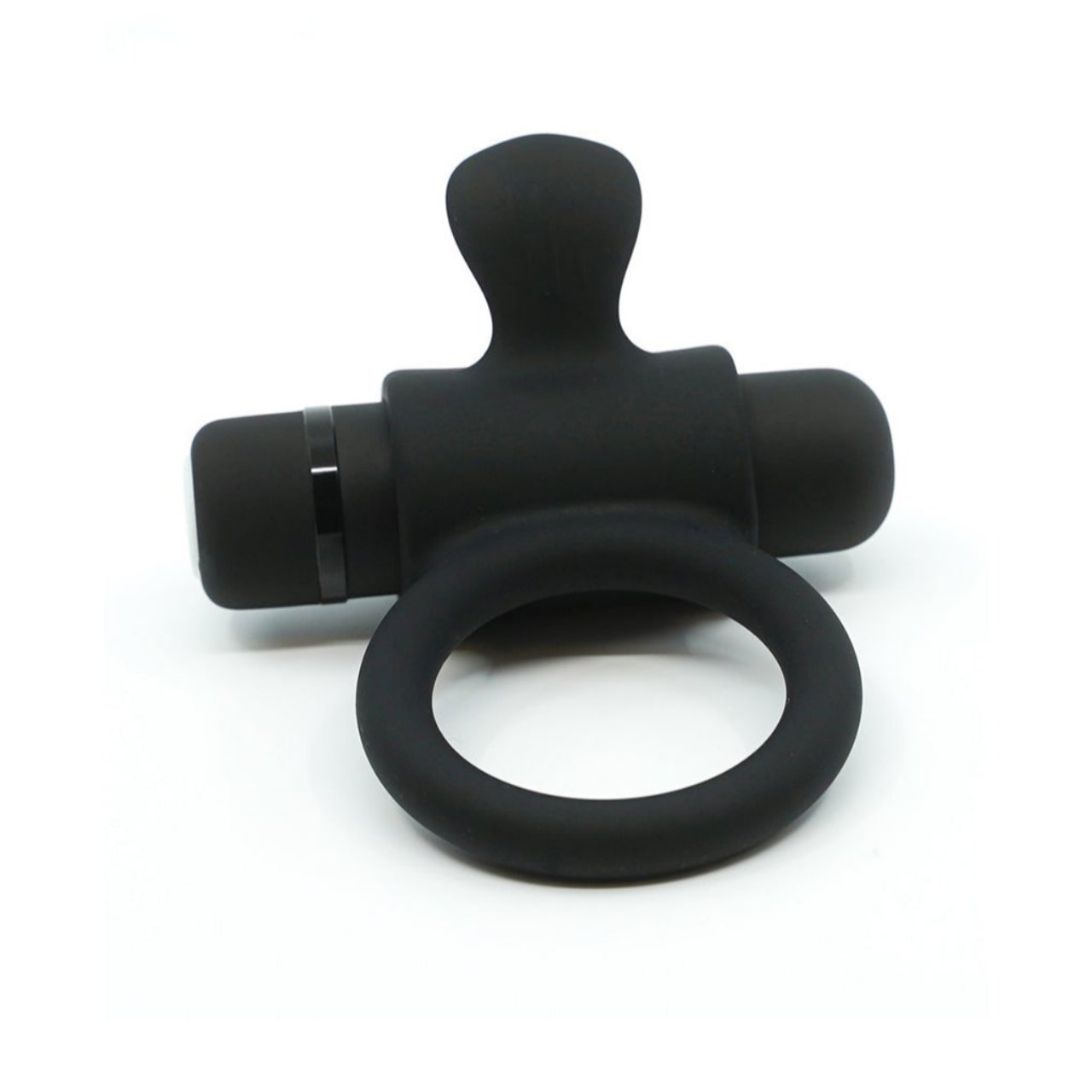 Nu Sensuelle Silicone Bullet Ring- Black- Front