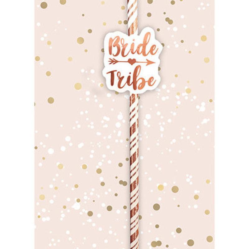 Paquete De 6 Pajitas Rose Gold Bride Tribe