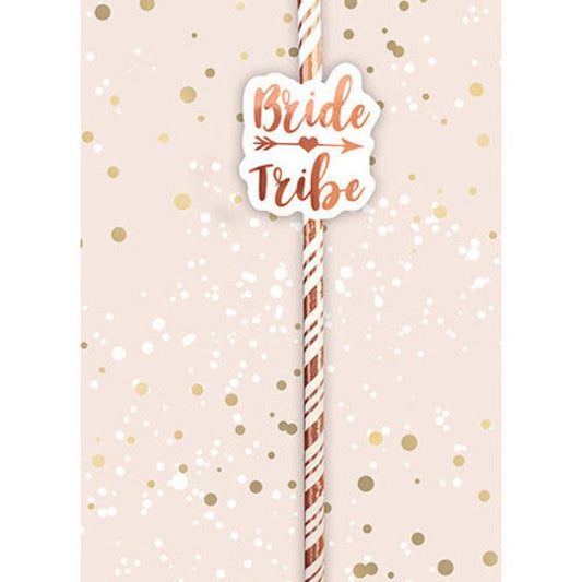 Paquete De 6 Pajitas Rose Gold Bride Tribe