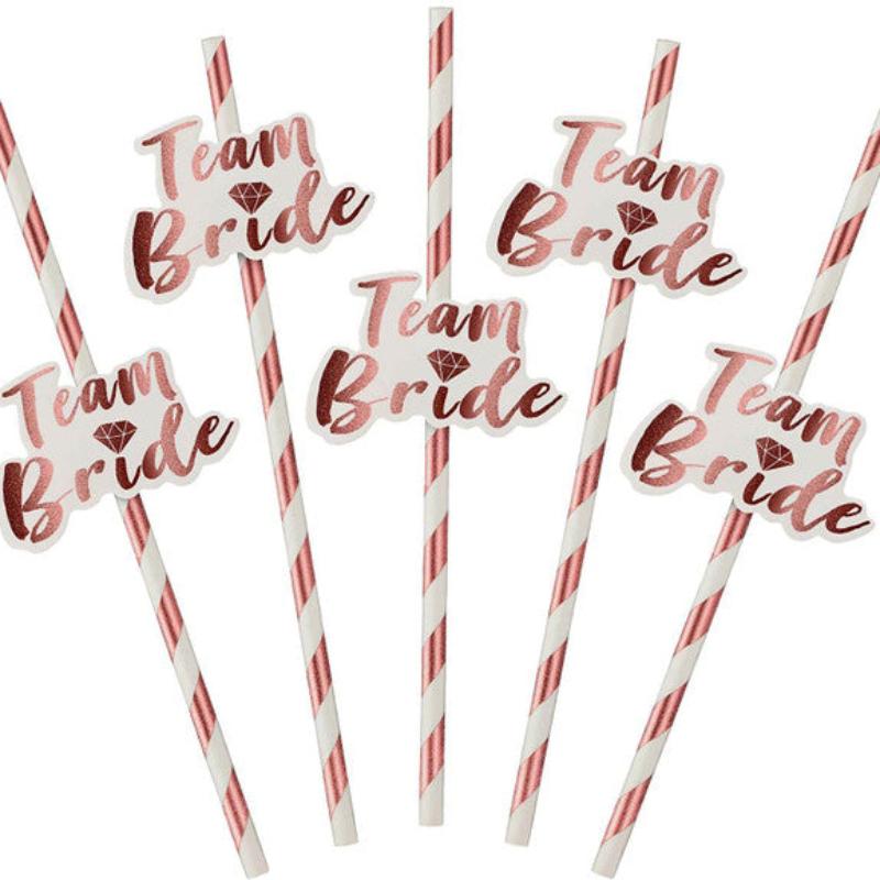 Paquete De 6 Pajitas Rose Gold Bride Tribe