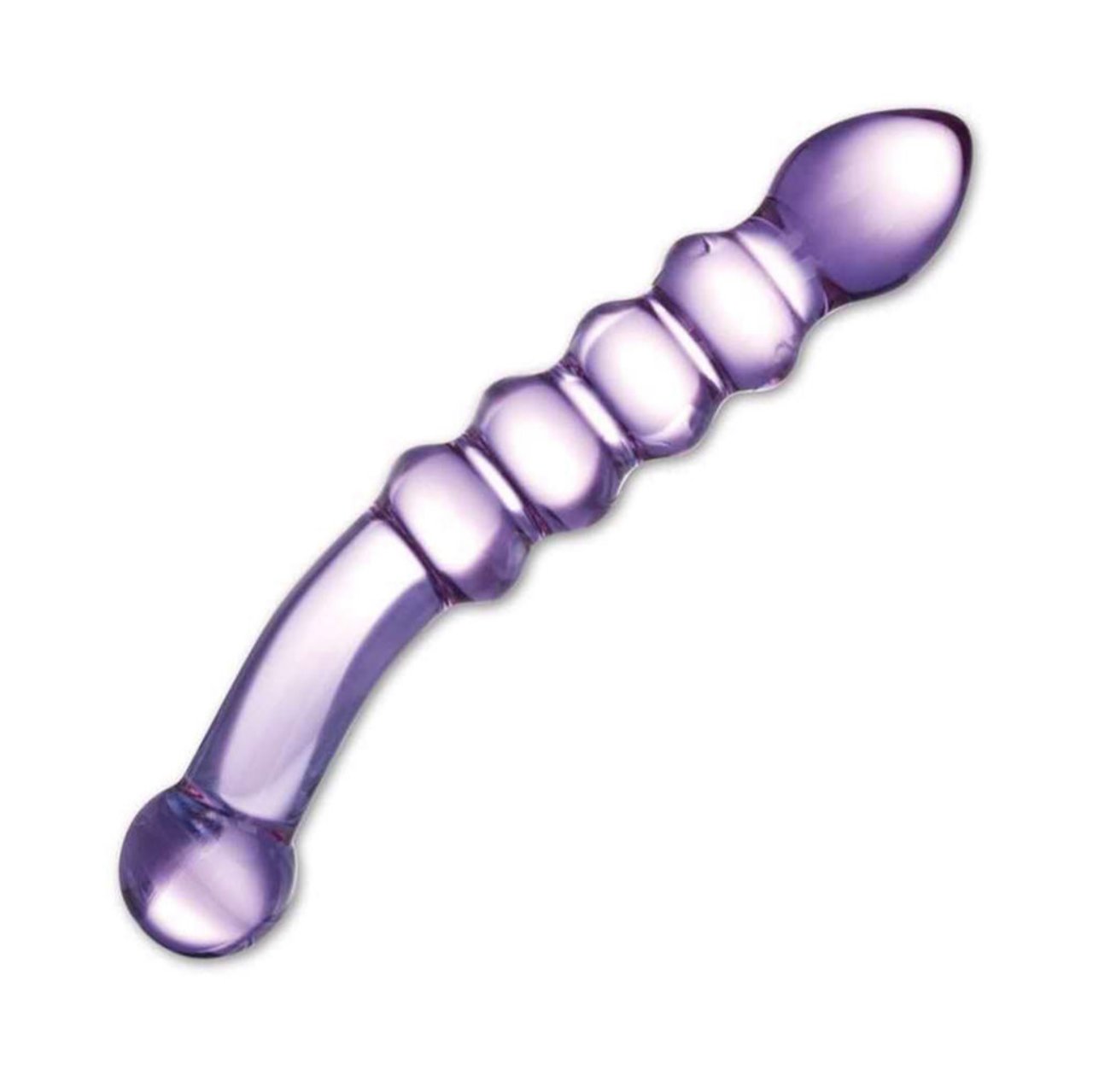 Glas Purple Rain Ribbed Dildo - Novelties - Glass