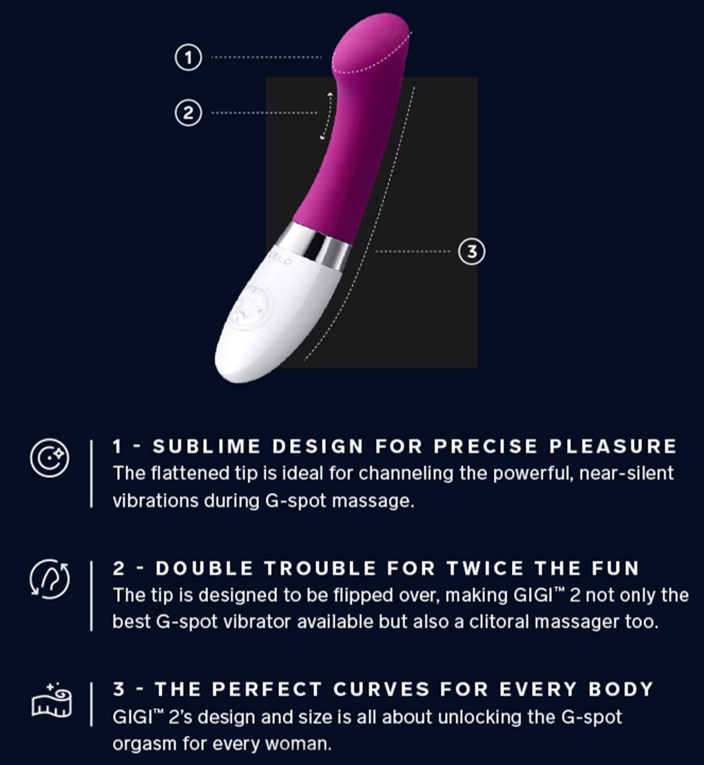 Lelo Gigi 2 Silicone Rechargeable G-Spot Vibrator- Diagram 1
