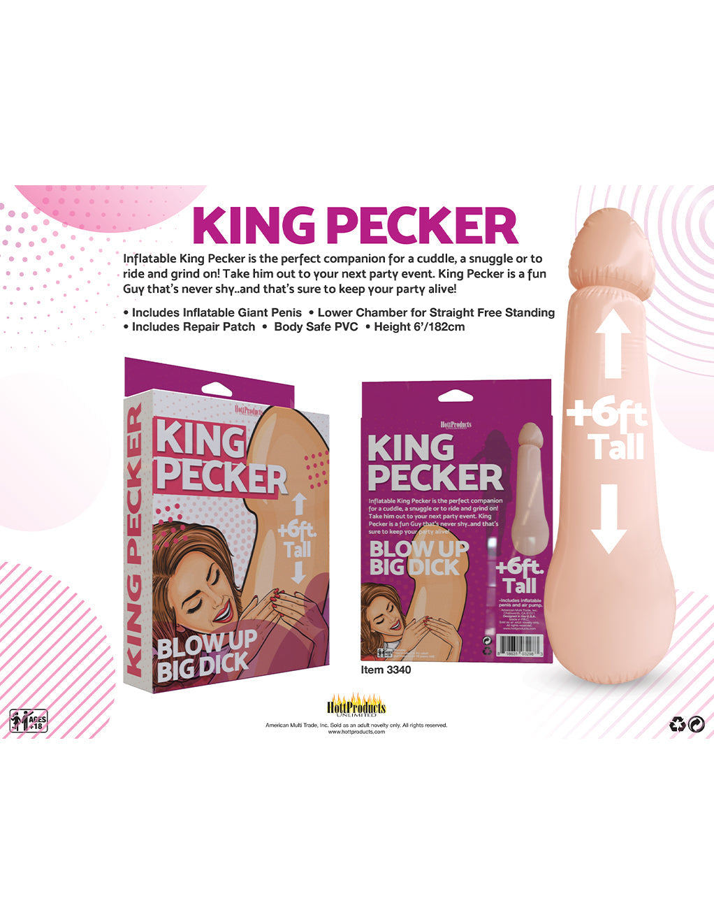 King Pecker Giant Inflatable Penis- Diagram