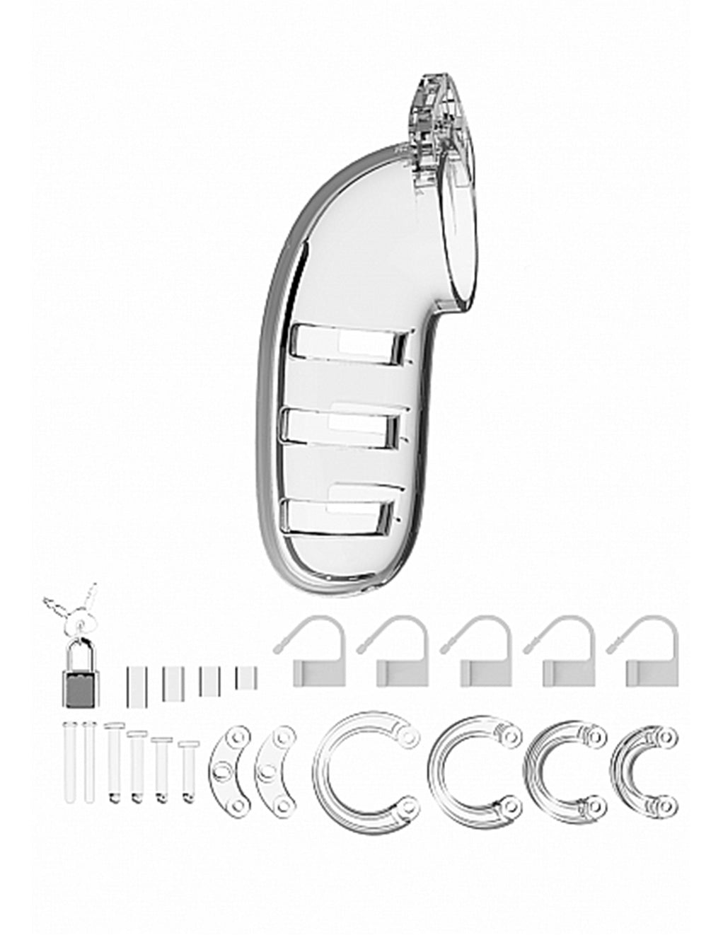 Model 6 Chastity 5.5" Transparent Cock Cage parts