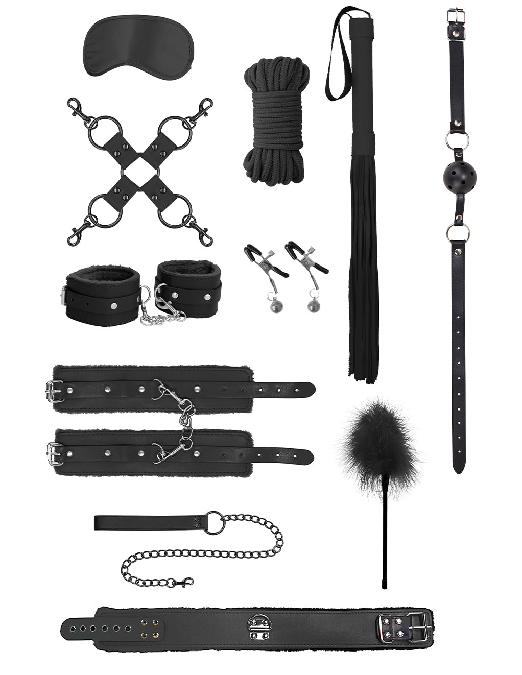 OUCH! Intermediate Bondage Kit- Black- Front