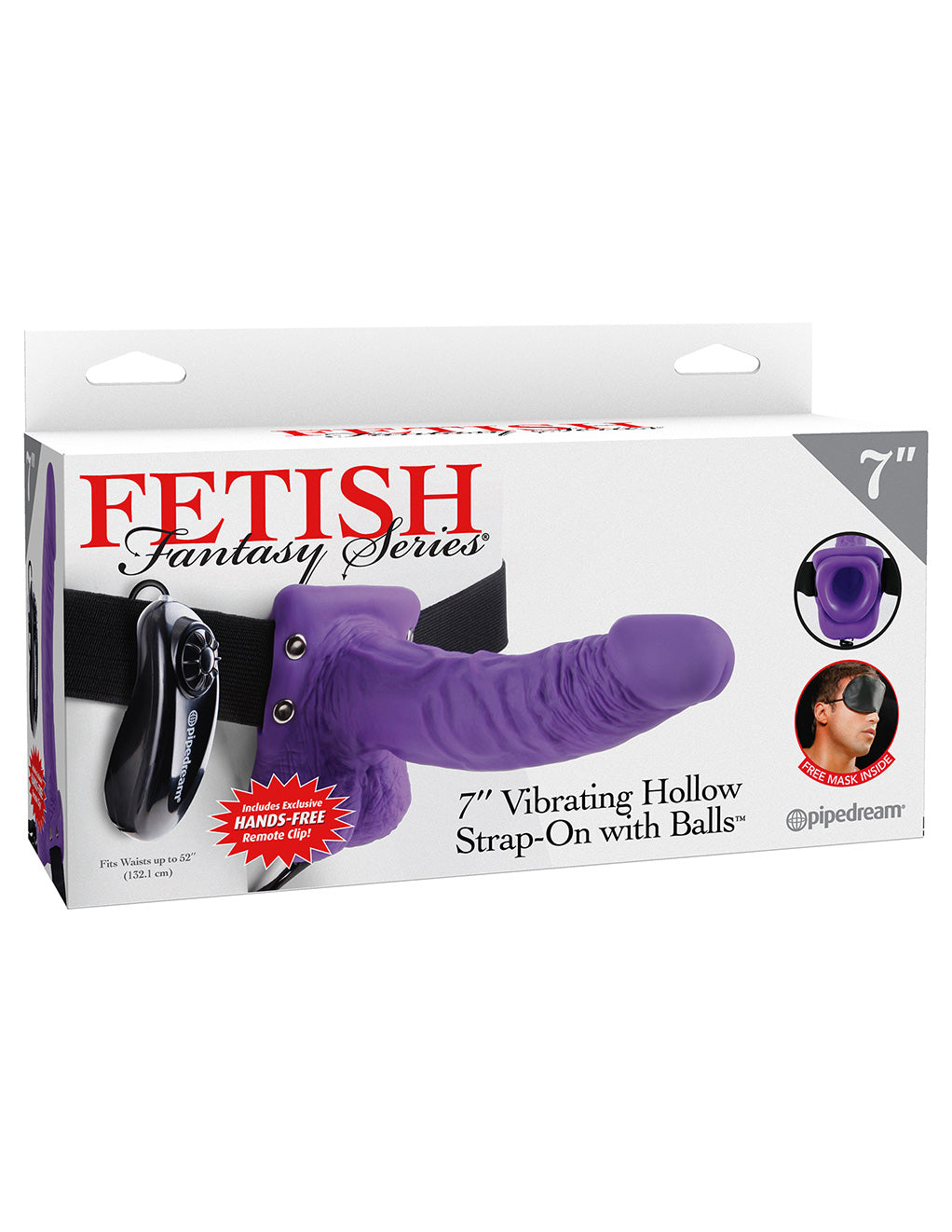 Fetish Fantasy Series 7 Inch Vibrating Hollow Strap-On- Purple- Box