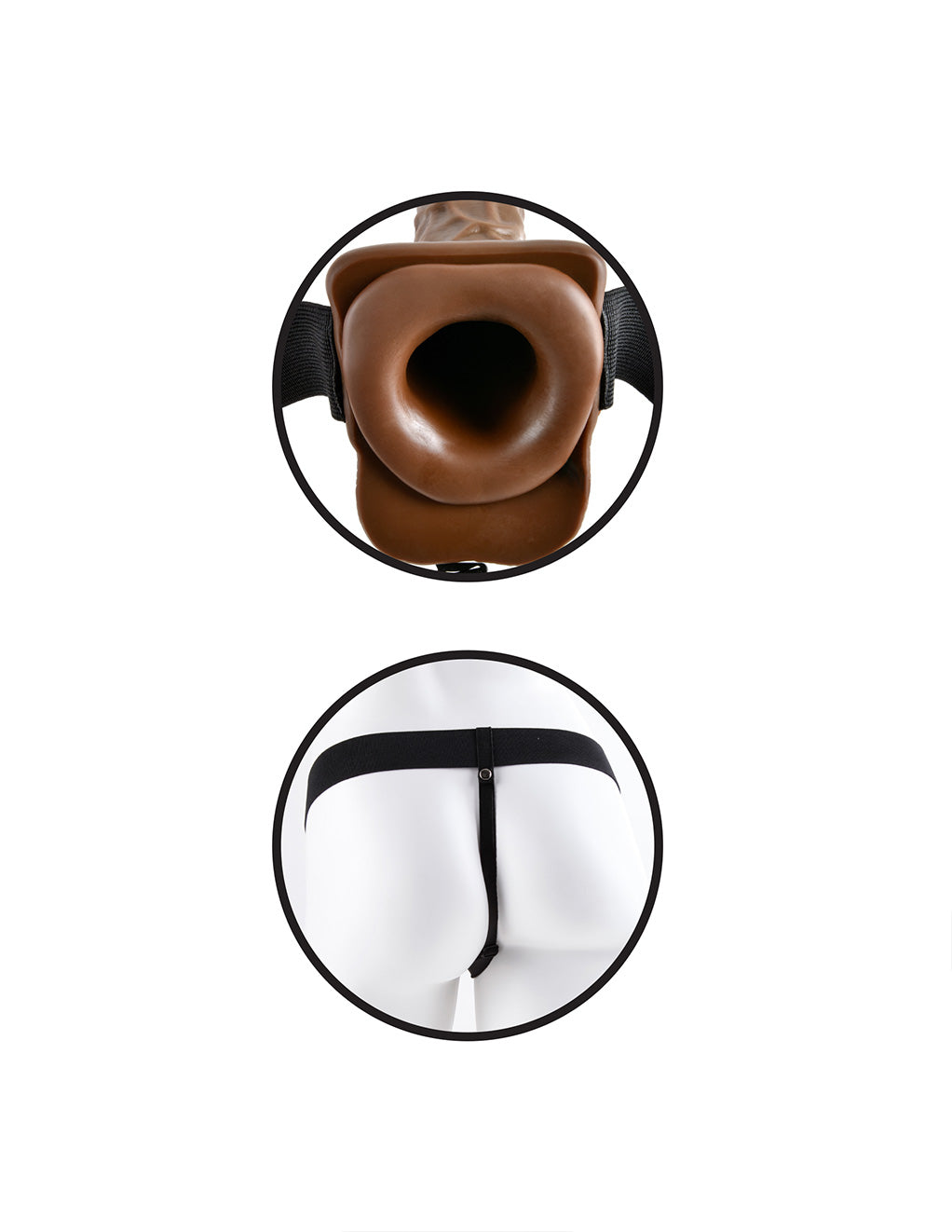 Fetish Fantasy Series 7 Inch Vibrating Hollow Strap-On- Brown- Inside