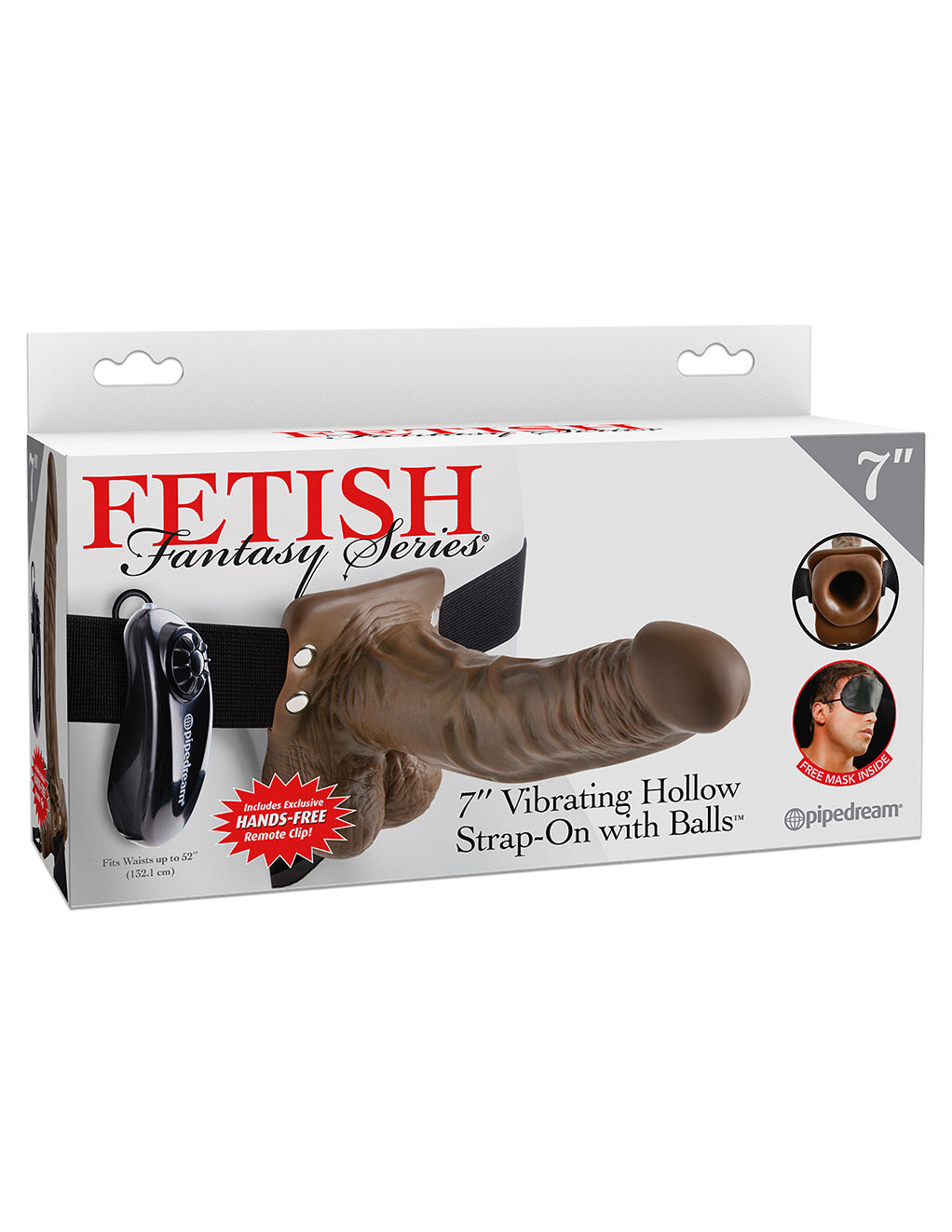 Fetish Fantasy Series 7 Inch Vibrating Hollow Strap-On- Brown- Box