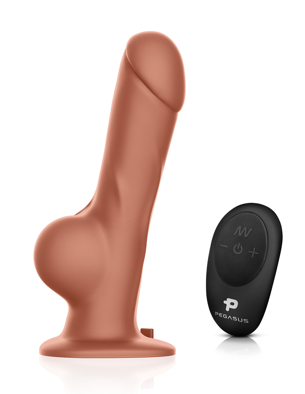 Pegasus 8" Realistic Dildo with Balls Strap-On Set- Dildo and remote