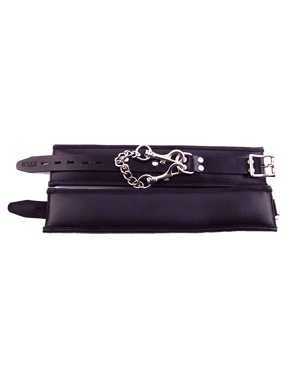 Rouge Padded Leather Wrist Cuffs - Flat