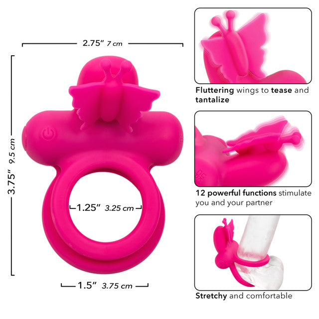 Silicone Rechargeable Dual Butterfly Ring