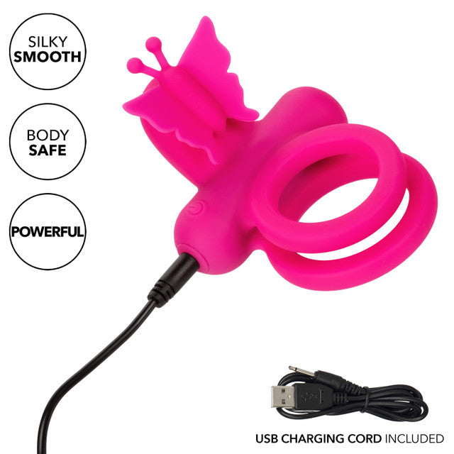 Silicone Rechargeable Dual Butterfly Ring