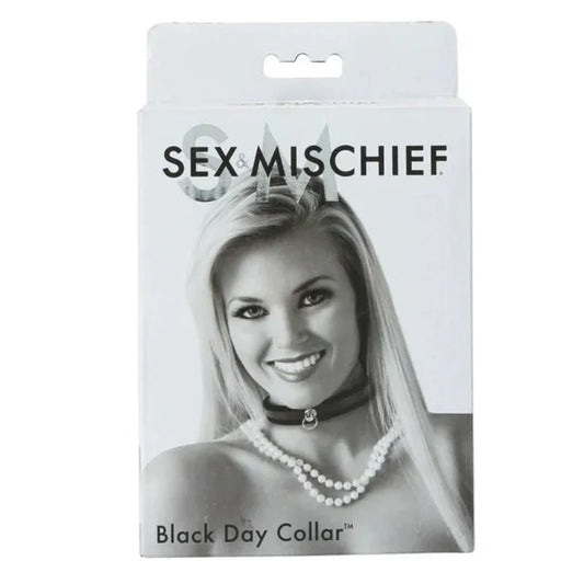 Bondage Collar Negro Con Anillo De Plata Elegante Sin Niquel Y Seductor