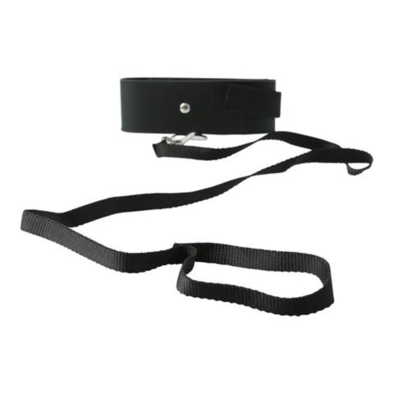 Bondage Collar Y Correa Negro Con Velcro S&M