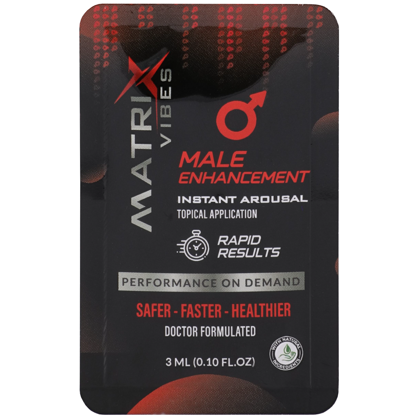 Matrix - Aumento Masculino, Excitación Instantánea Aplicación Tópica - Expositor de 24 Paquetes (3ml por paquete)
