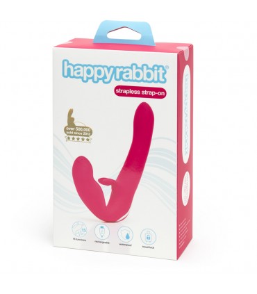 Vibrador Conejito Arnés Sin Correas Happy Rabbit Strapless Strap On Rabbit Vibe Pink