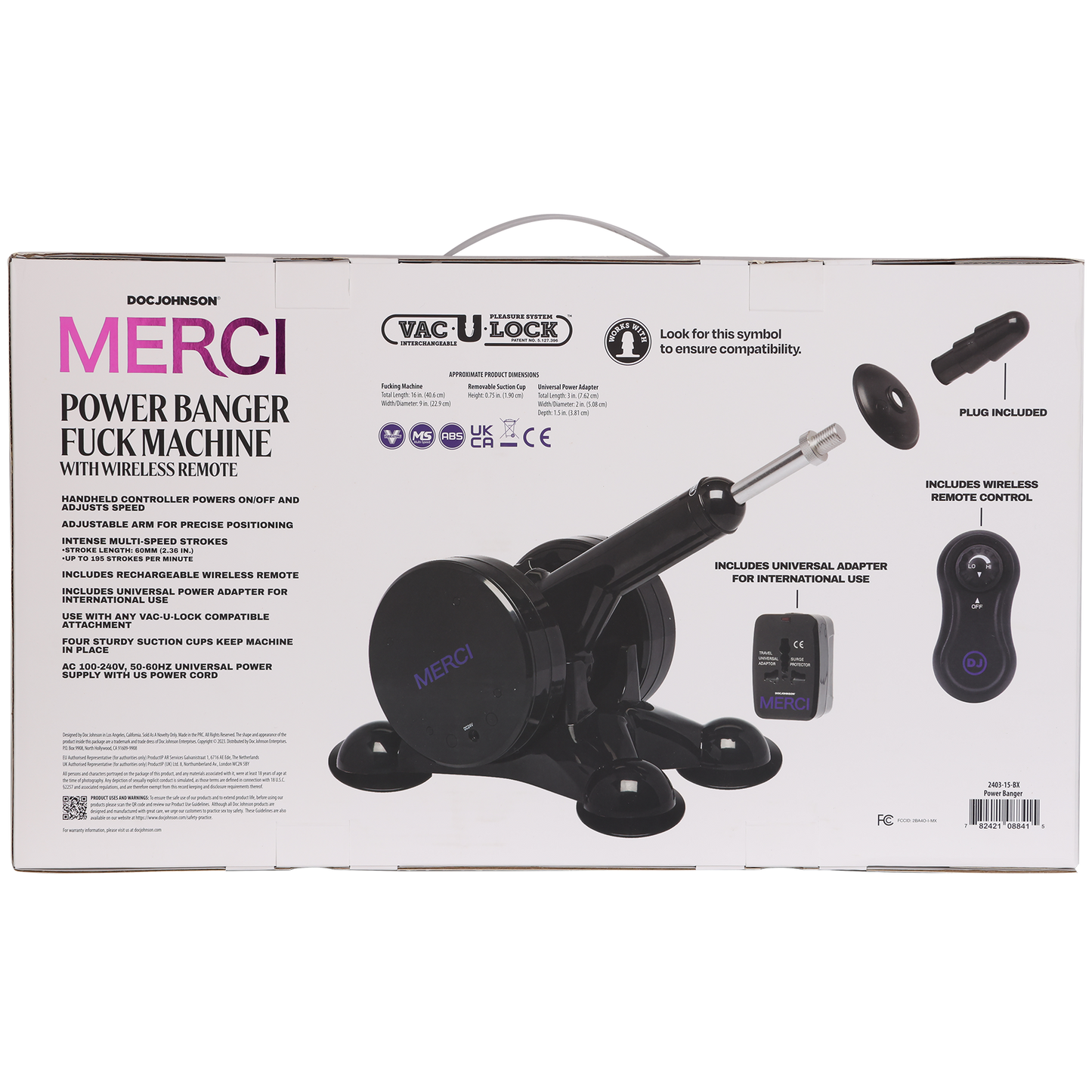 Merci - Power Banger - Fuck Machine con Control Remoto - Negro